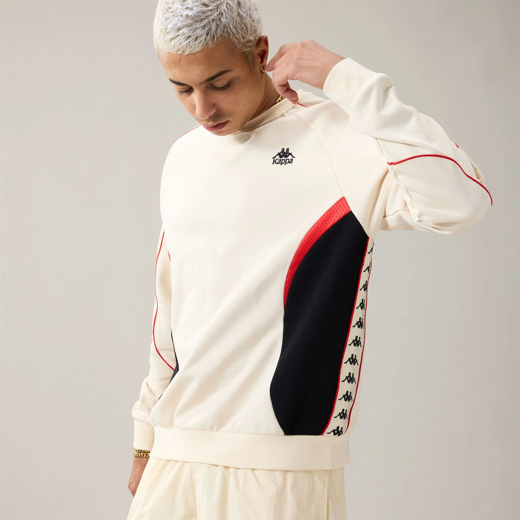 222 BANDA  SPENCER - Fleece - Jumper - Man - Beige Butter-Red Md Coral-Black - Image 4