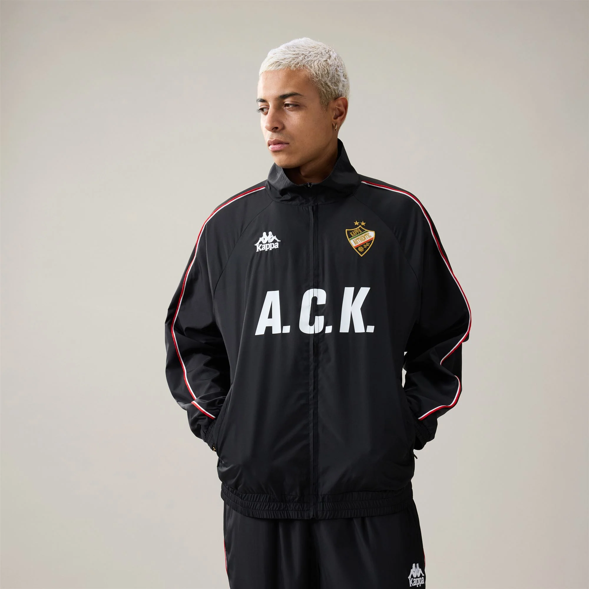 AUTHENTIC    SATYA - Fleece - Jacket - Man - Black-White-Red Md Coral - Image 4