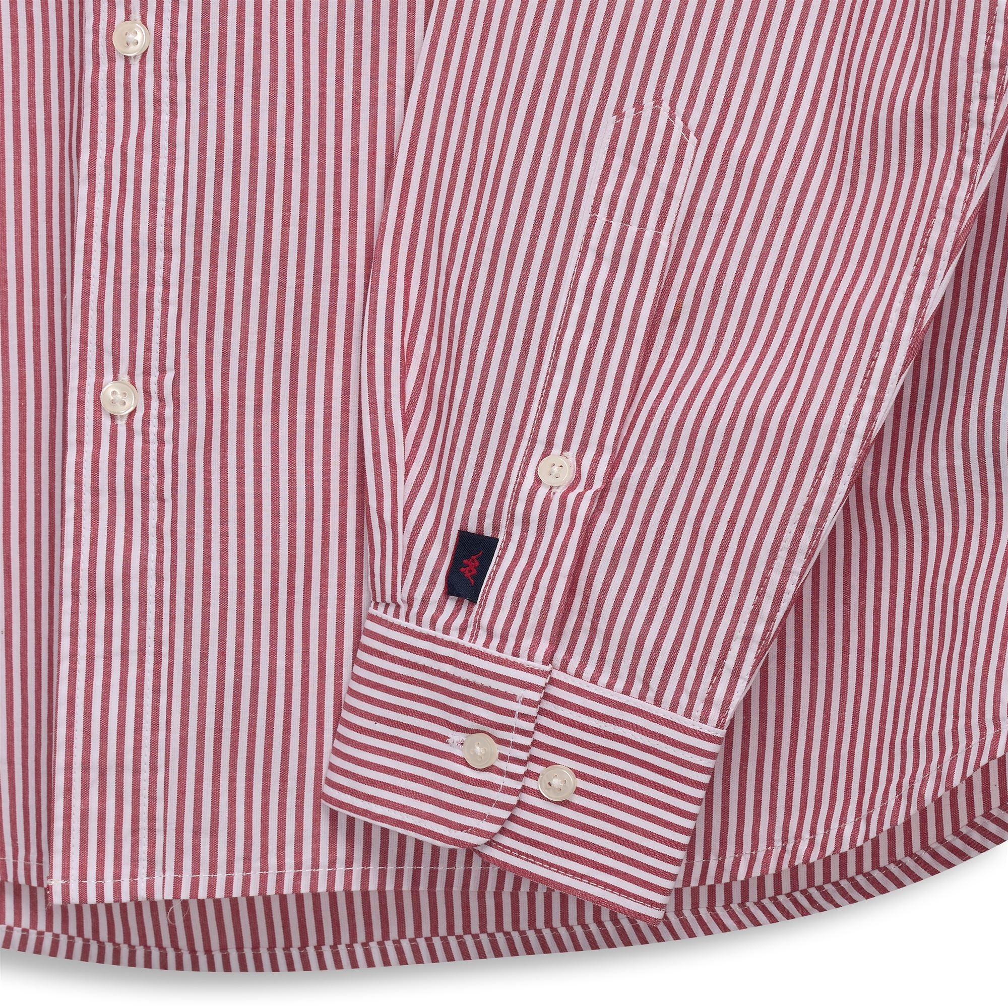 IDALGO - SHIRTS - Button  Down - Man - WHITE-RED MD CORAL STRIPE - Image 3